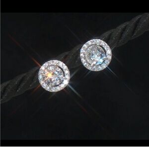 Vanna K Bella Luce CZ Halo Stud Earrings- Silver